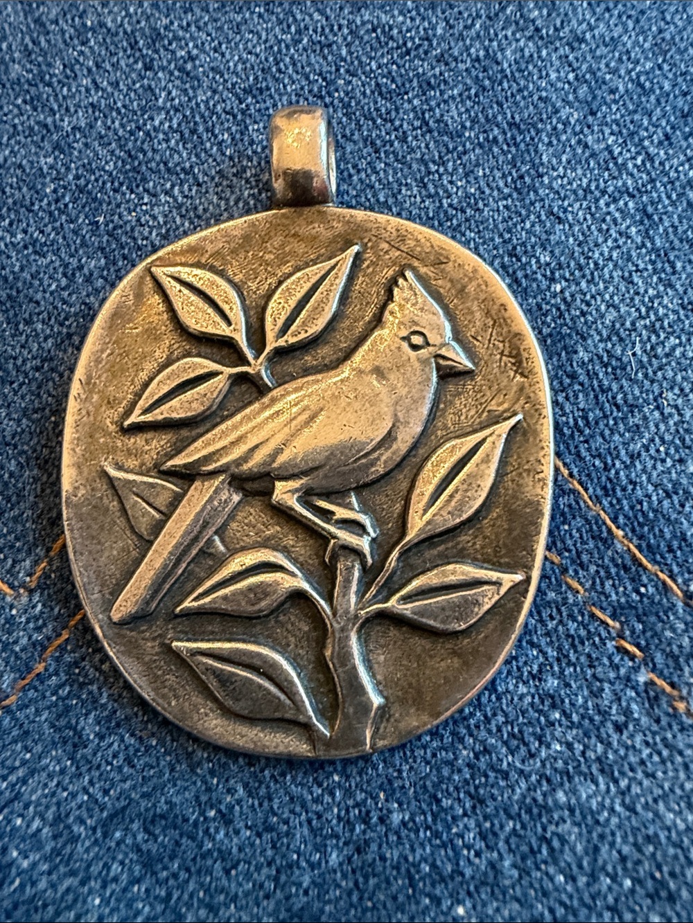 James Avery oval cardinal pendant